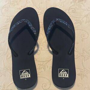 REEF Women's Star Cushion Sparkly Thong Flip-Flop Style Sandal - Sz Med 8-9 Blue